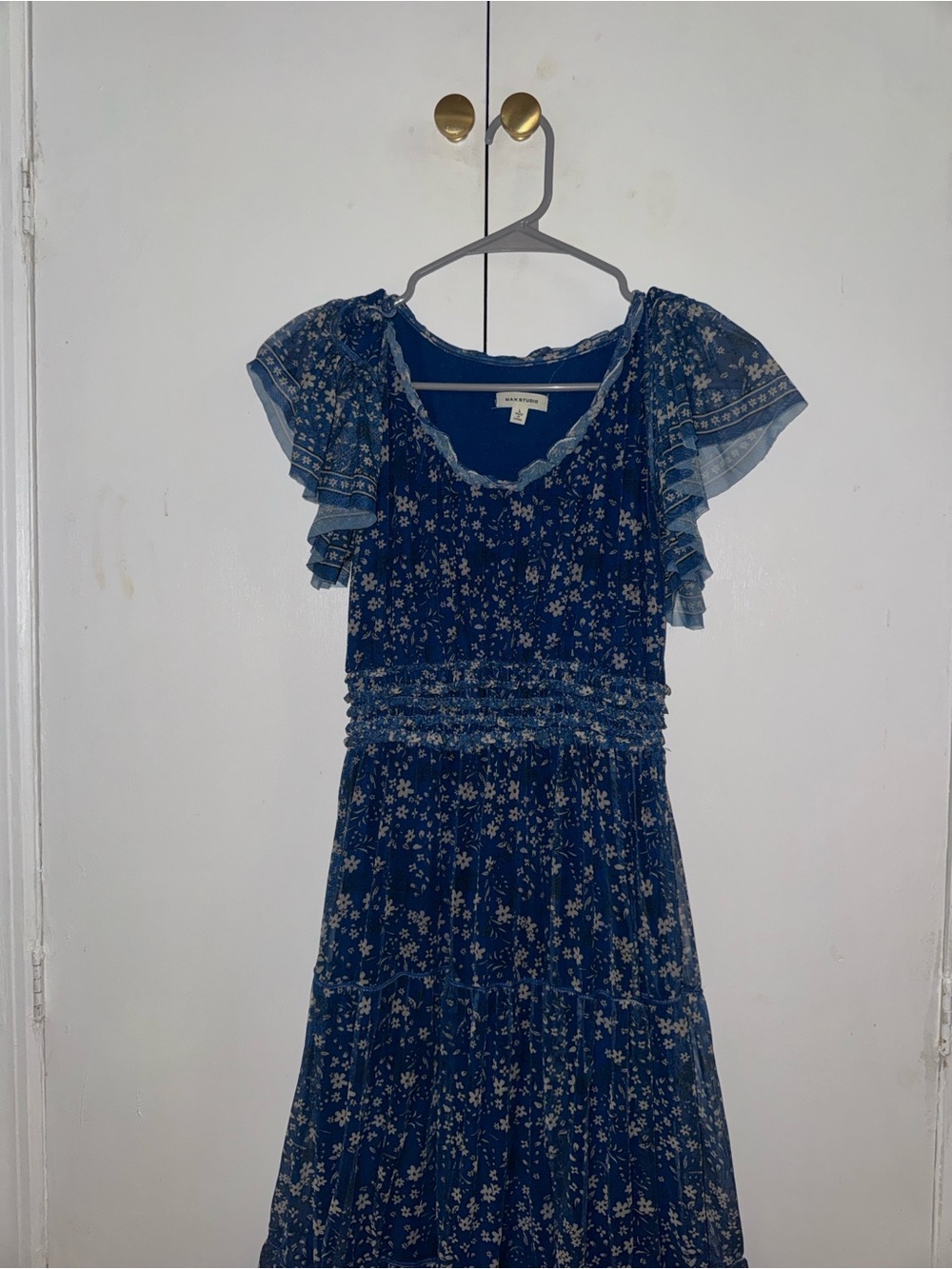 Max Studio Navy Blue Floral Midi Dress